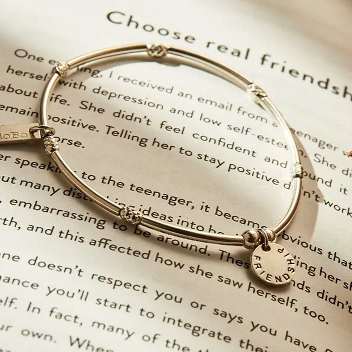 Chlobo Silver Mini Noodle Sparkle Rice Friendship Disc Bracelet