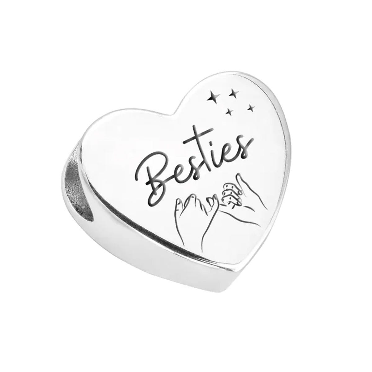 Silver Besties Heart Charm