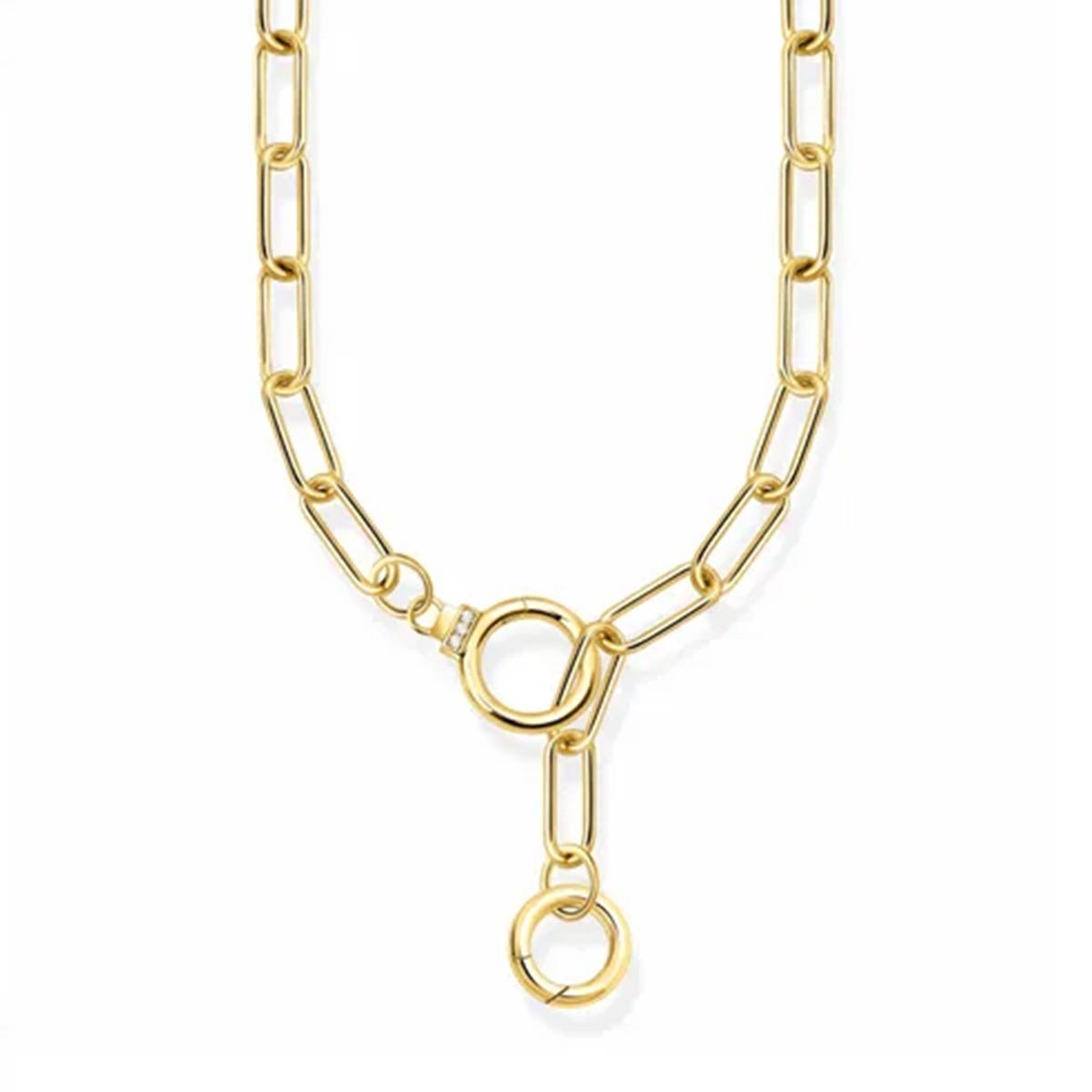 THOMAS SABO Gold Plated Zirconia Two Ring Link Necklace