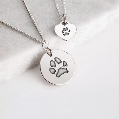 Necklaces Engraved With Your Pet's Actual Paw Print