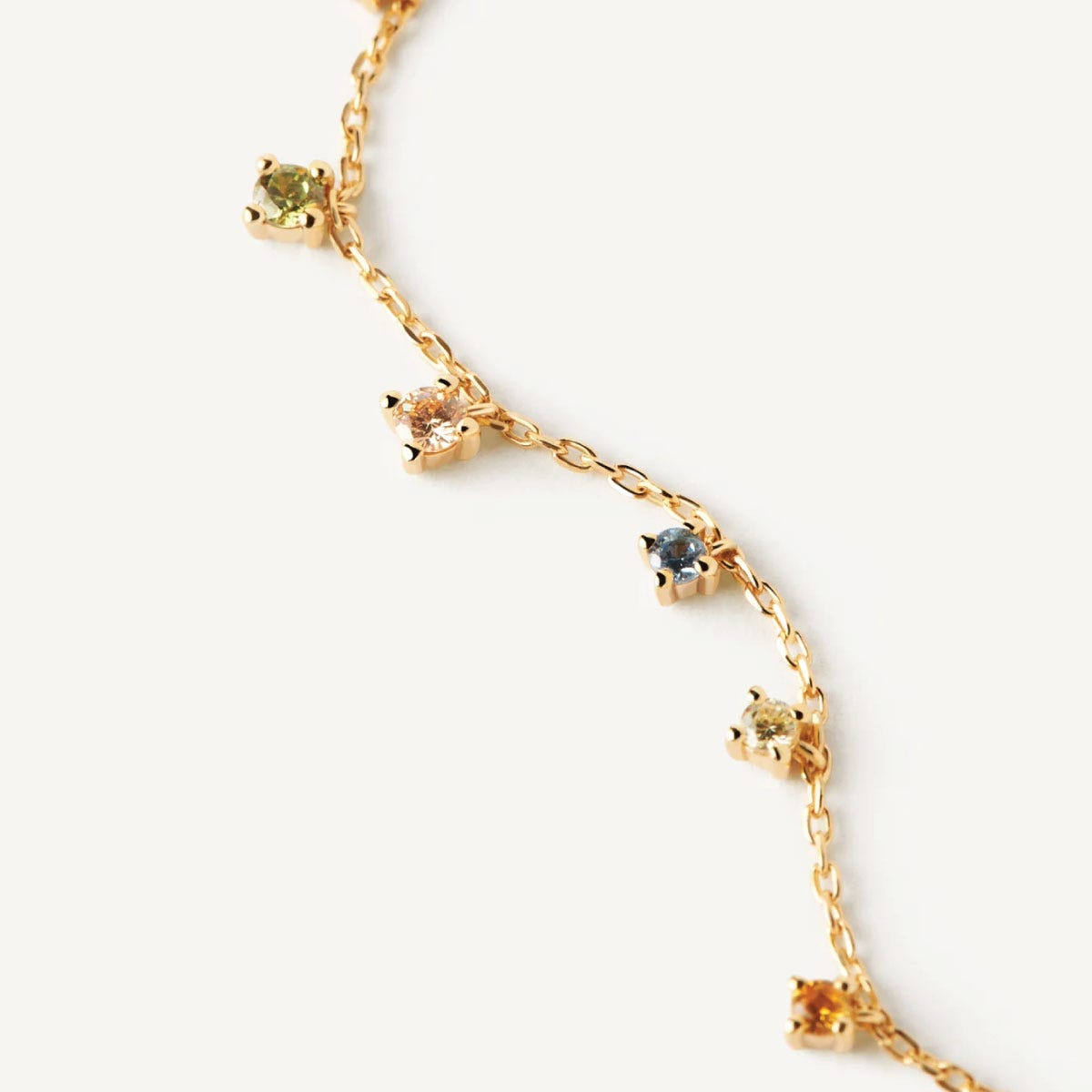 PDPAOLA Gold-plated bracelet with eight multicolor zirconia pendants