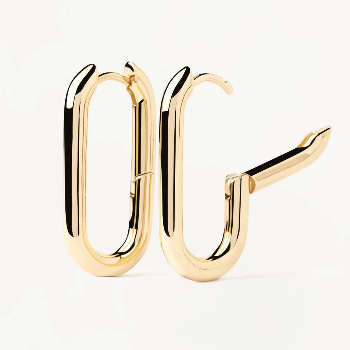 PDPAOLA versatile gold-plated silver oval hoop earrings